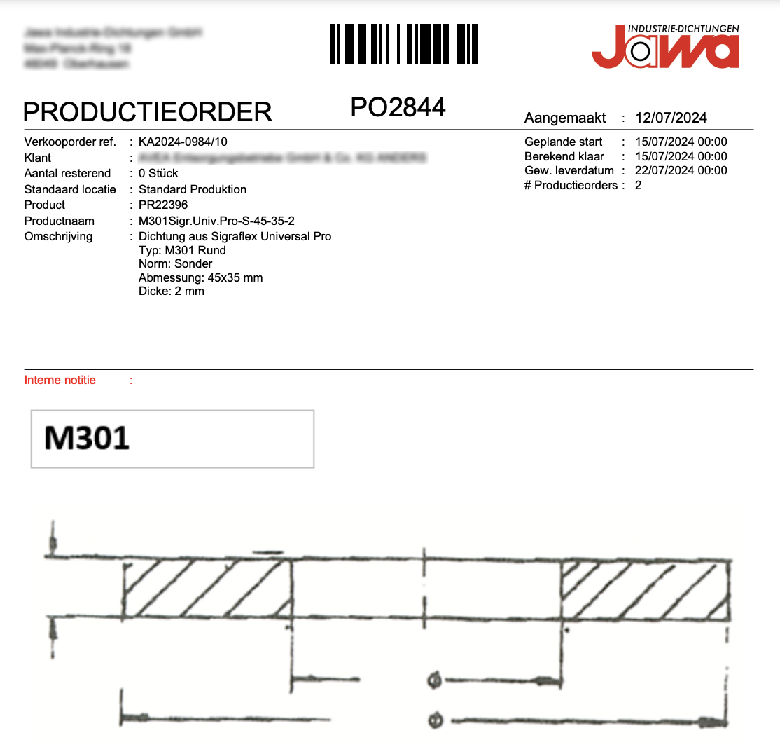 Productie order Compufact