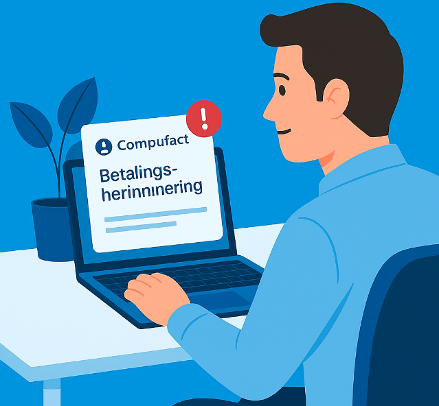 klant krijgt betalingsherinnering op laptop van Compufact